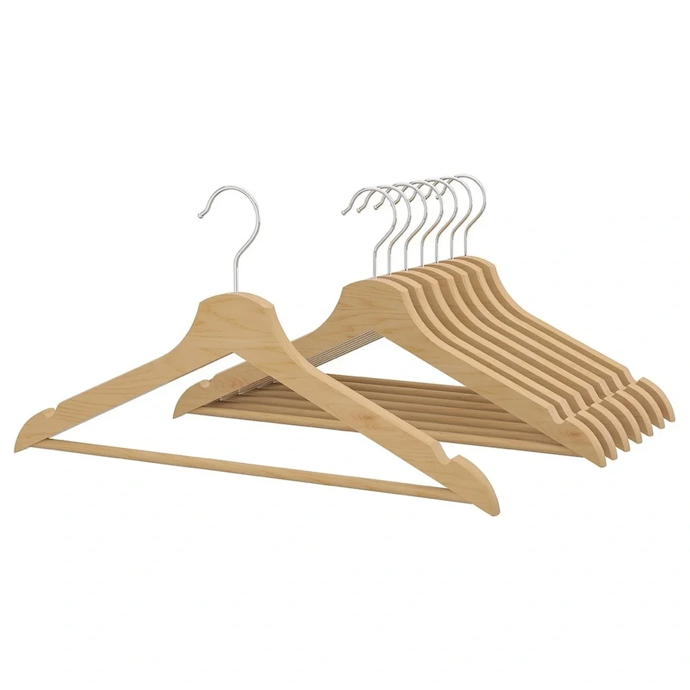 Set of 8 BUMERANG closet Hangers, solid wood, new